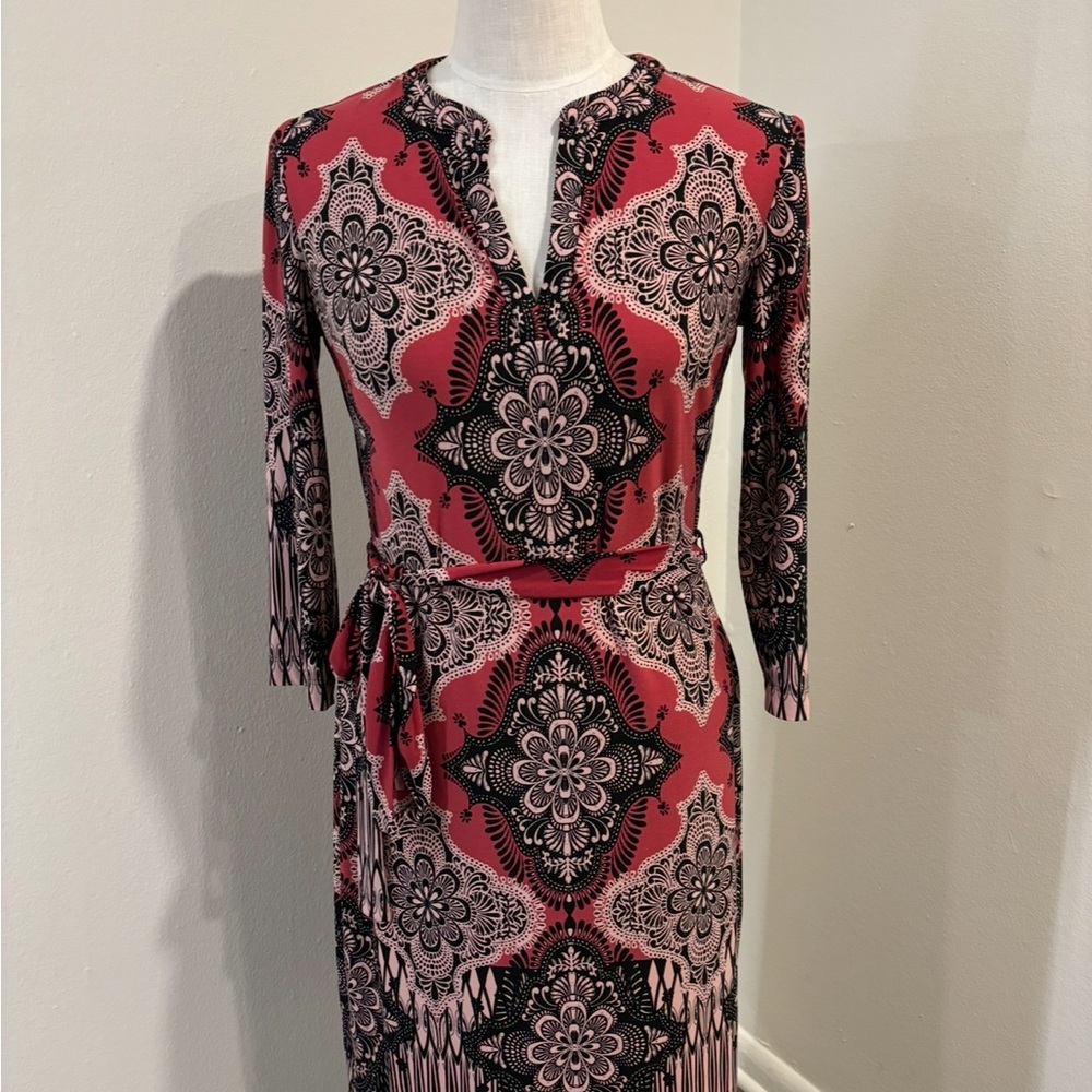 Elegant Long Sleeve Dress with Floral Patterns